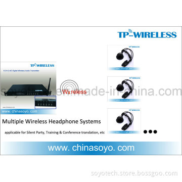 RF Multi-Channel Silent Party Wireless Headphones System